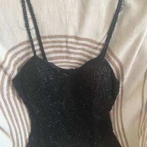 Elegant Black Beaded Corset Top